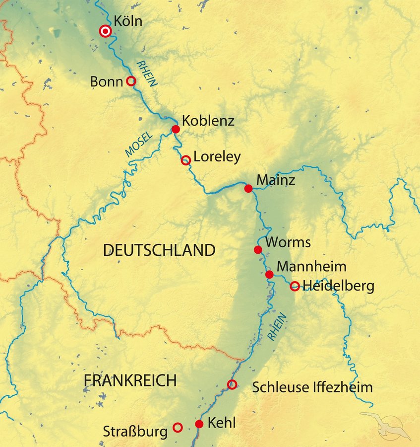 Köln - Straßburg Karte